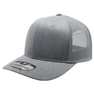 6 Panel Heather Gray Mesh Trucker