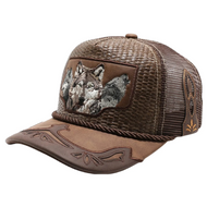 Wolf Straw Trucker Cap