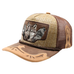 Wolf Straw Trucker Cap